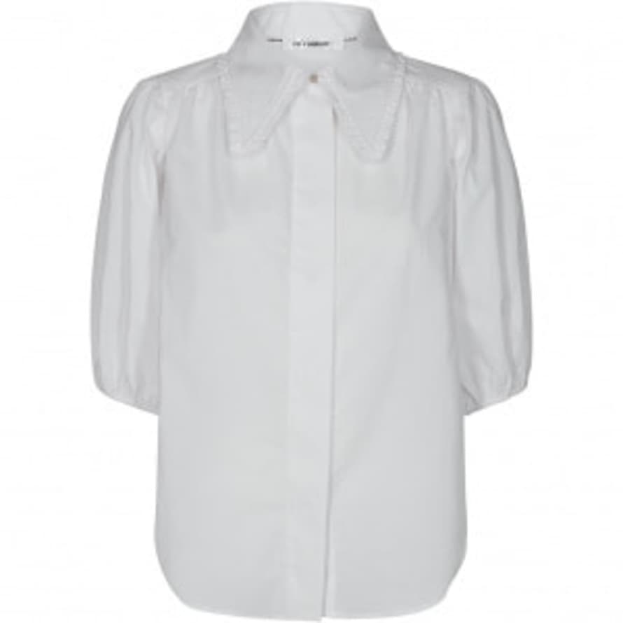 Co' Couture White Cotton Puff Sleeve Shirt