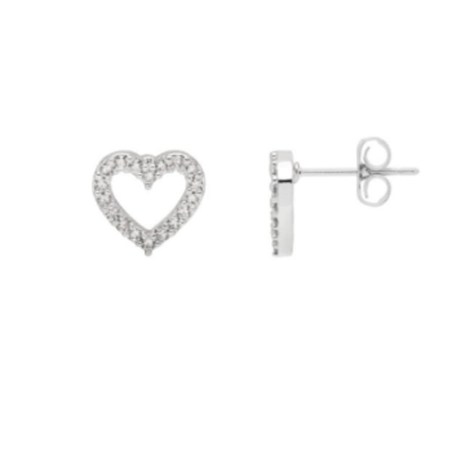 Estella Bartlett  Silver Pave Heart Earrings