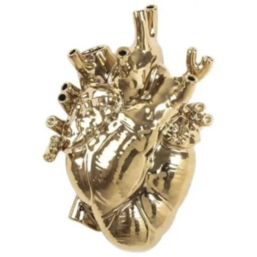 Seletti Gold Love In Bloom Heart Vase