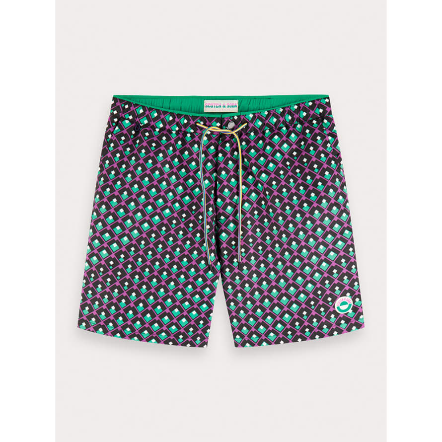 Scotch & Soda Multicolor Mid-Length Printed Swim Shorts - Combo B