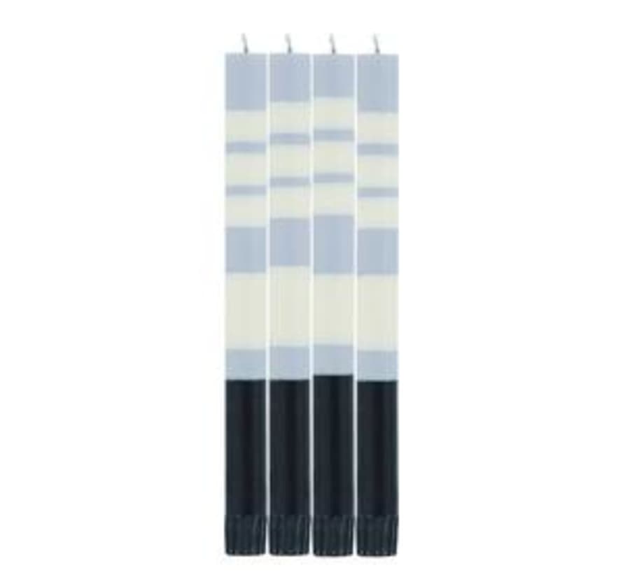British Colour Standard Three Stripe Eco Dinner Candle in Jet, Pearl and Dove