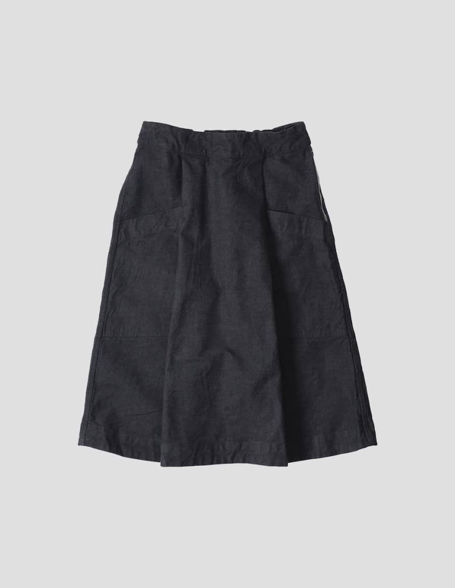 Margaret Howell Side Zip Black Denim Skirt