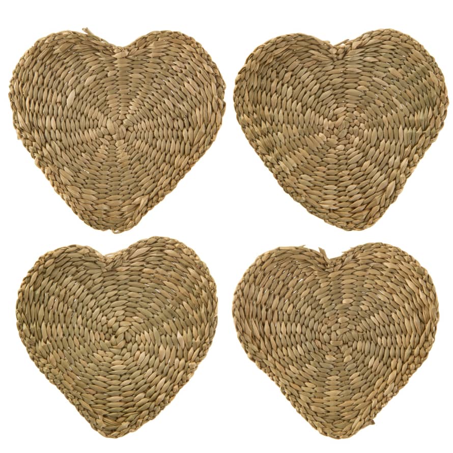 Sass & Belle  Heart Seagrass Coasters Set of 4