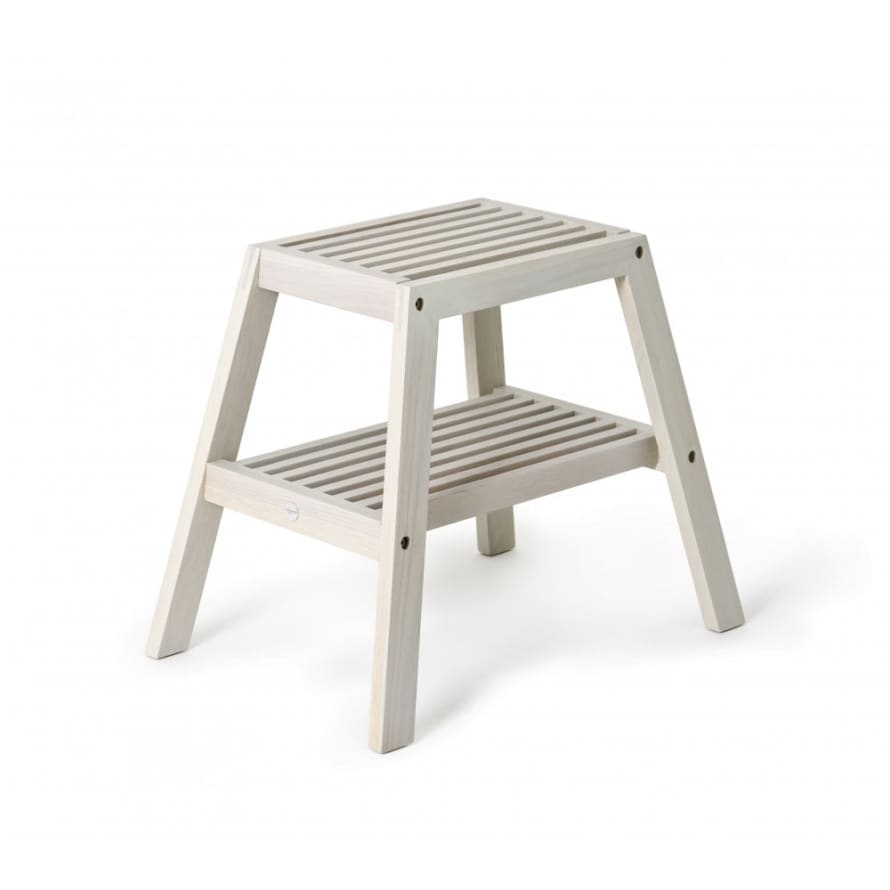 Wireworks Oyster White Slatted Stool