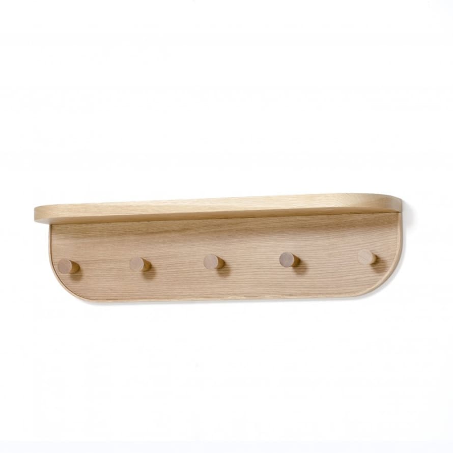 Wireworks Natural Oak Nook Wooden Shelf and Coat Rack