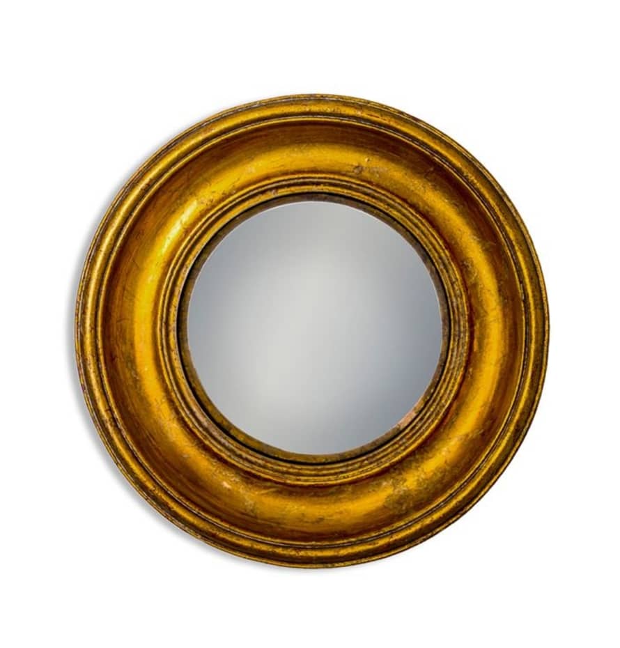 &Quirky Antiqued Gold Deep Framed Medium Convex Mirror