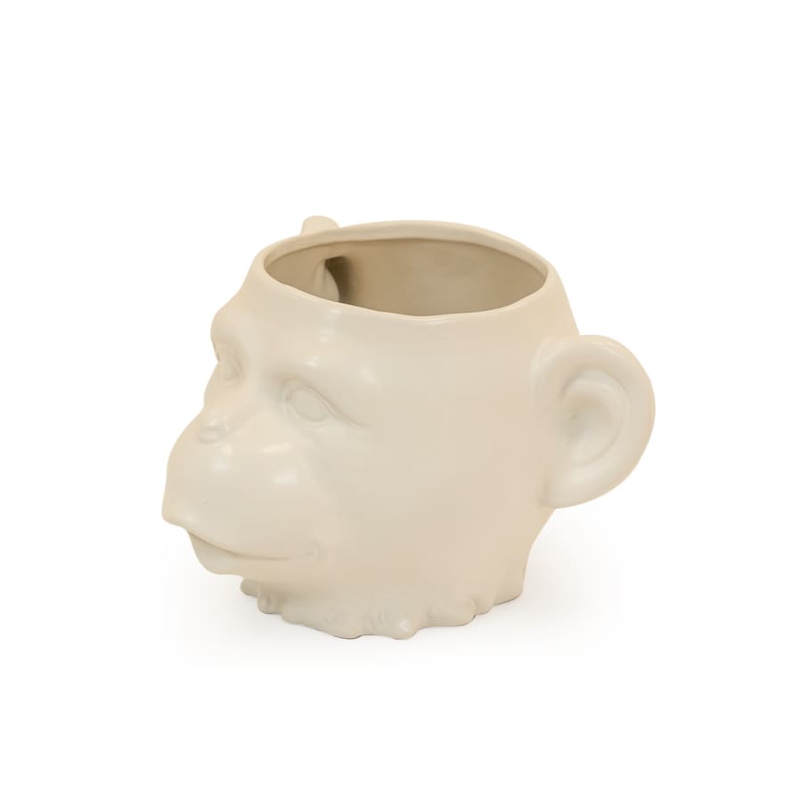 &Quirky White Ceramic Monkey Pot