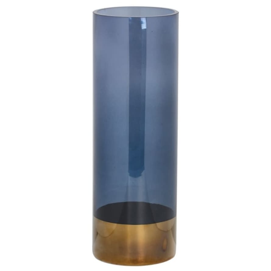 Coach House Blue Glass and Gold Tall Vase