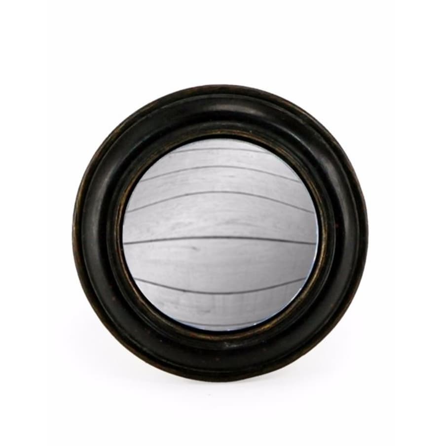 &Quirky Black Round Framed Small Convex Mirror