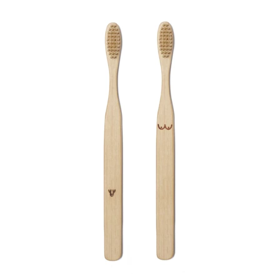 Kikkerland Design Nudie Bamboo Toothbrush Set