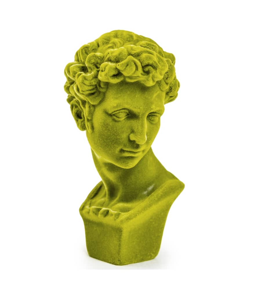 &Quirky Bright Green Flock Classic Greek Bust