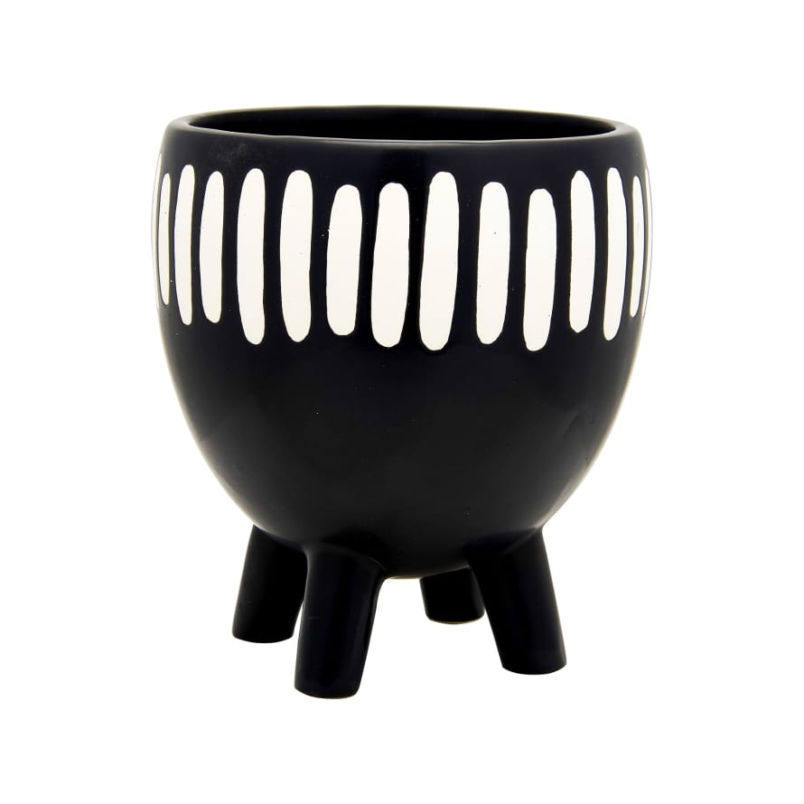 &Quirky Monochrome Grooved Planter On Legs