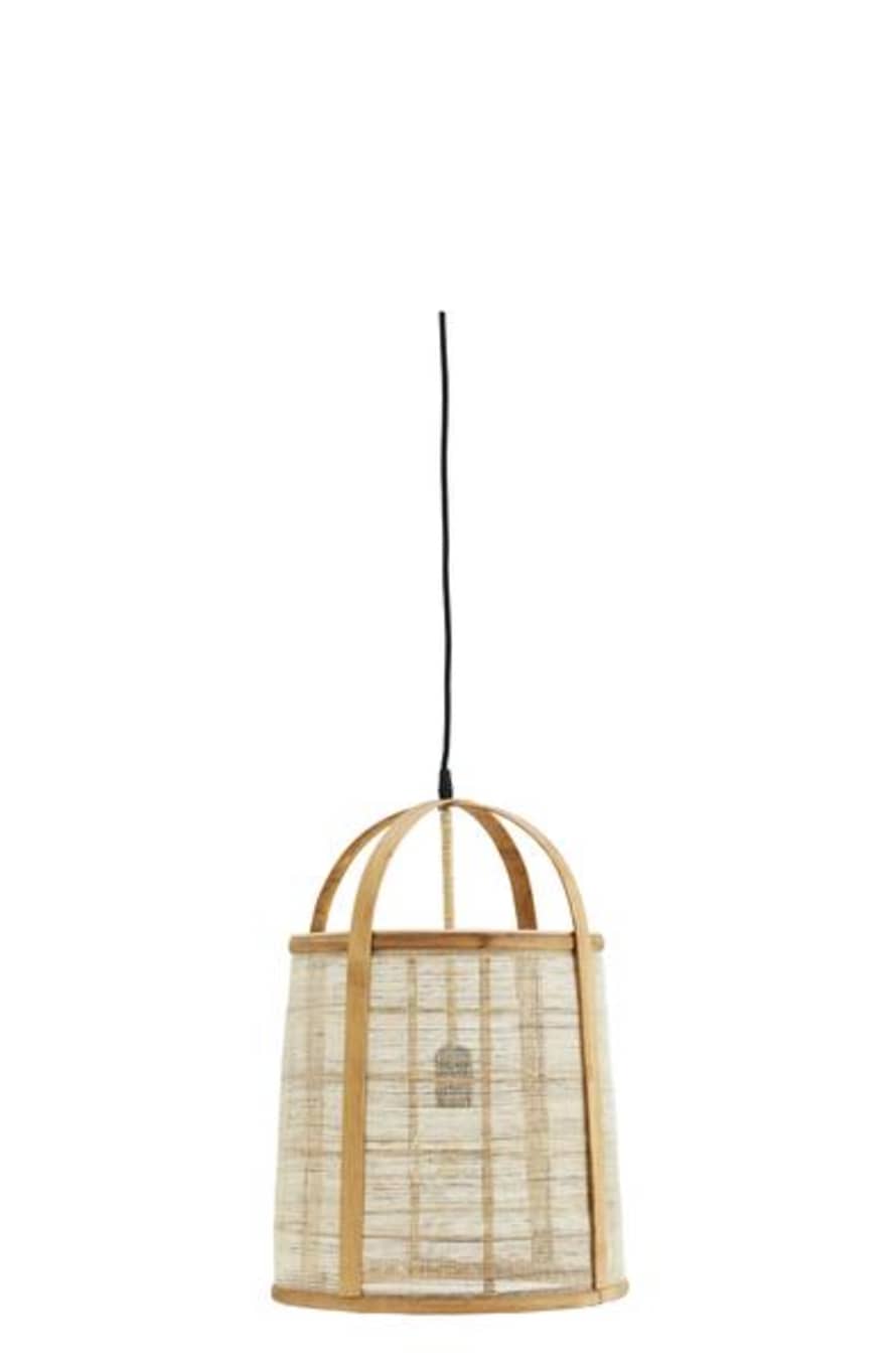Madam Stoltz Linen and Bamboo Cage Ceiling Light 