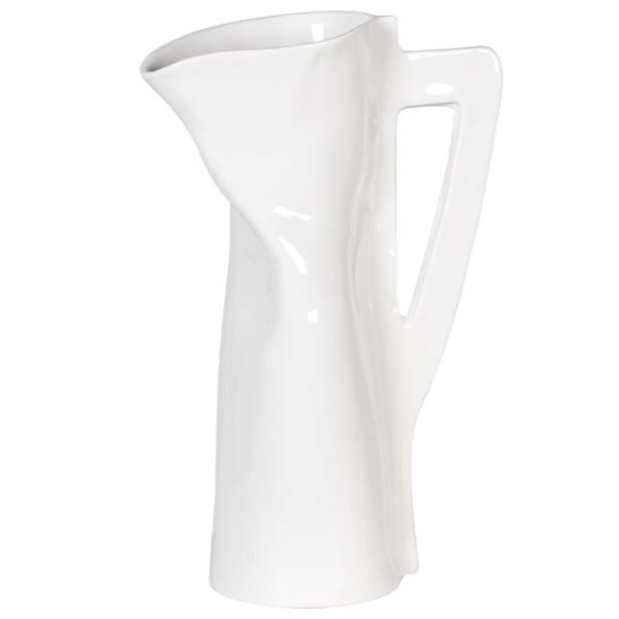 HAYGEN White Ceramic Crushed Art Jug