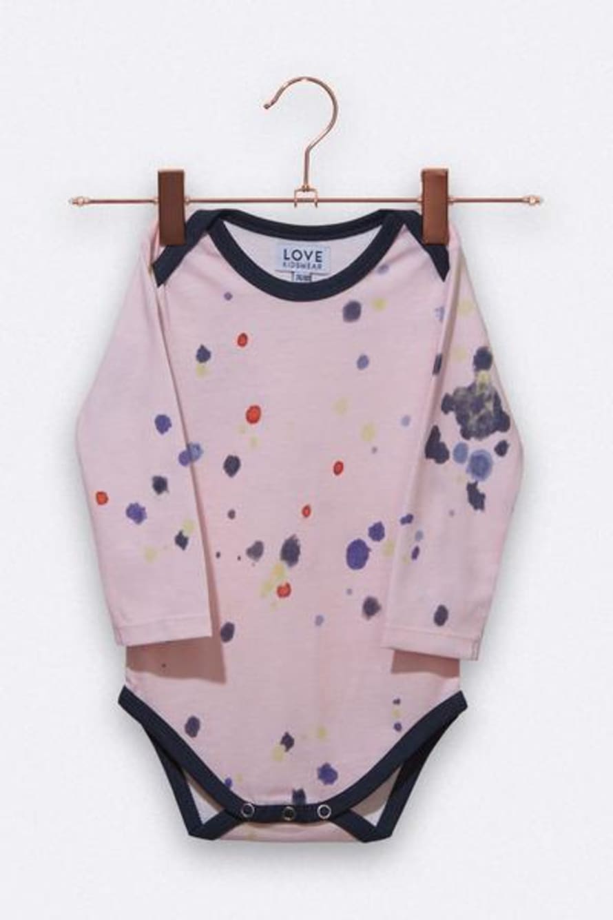 LOVE kidswear Lilith Body In Pink With Paint Splatter Print