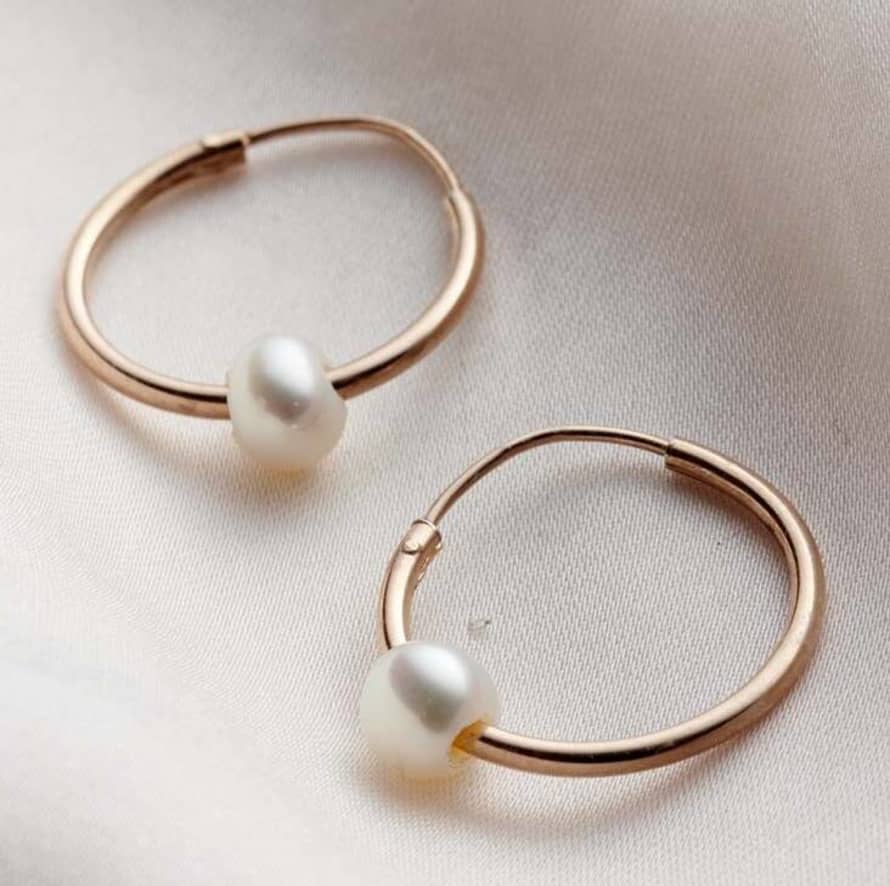 Posh Totty Designs Rose Gold Pearl Hoop Earrings