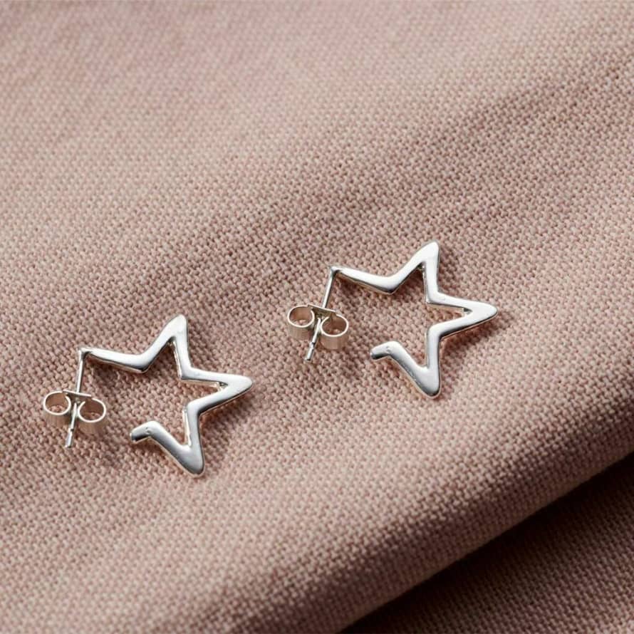 Posh Totty Designs Silver Open Star Hoop Earrings