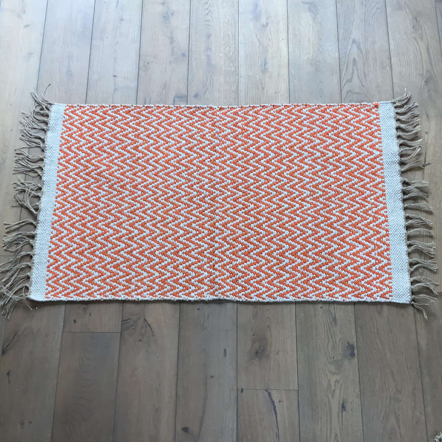 Bill & Edna Tangerine diamond weave eco cotton & jute rug