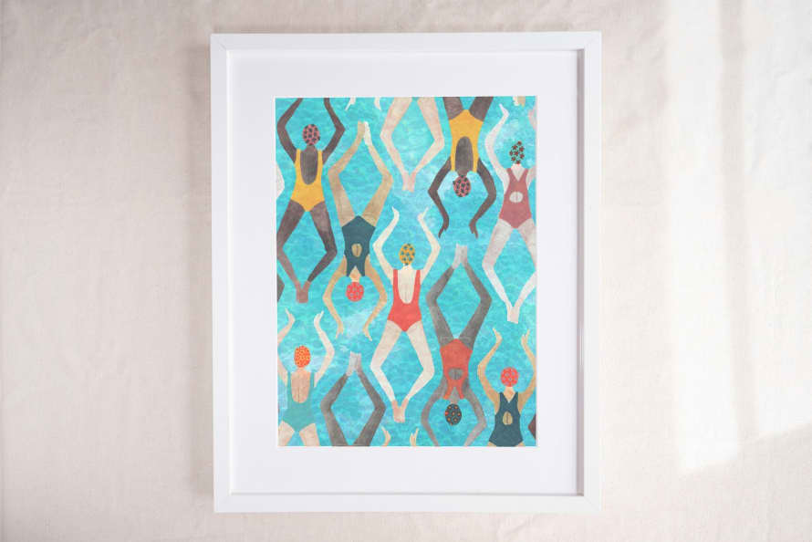 Hattie Buckwell Swimmers in the Water - A4 Art Print