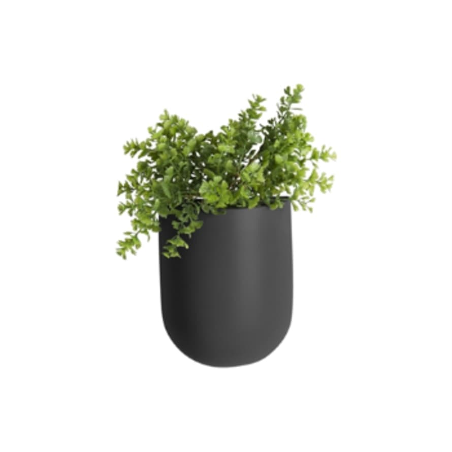 Present Time Black Tall Oval Ceramic Wall Planter