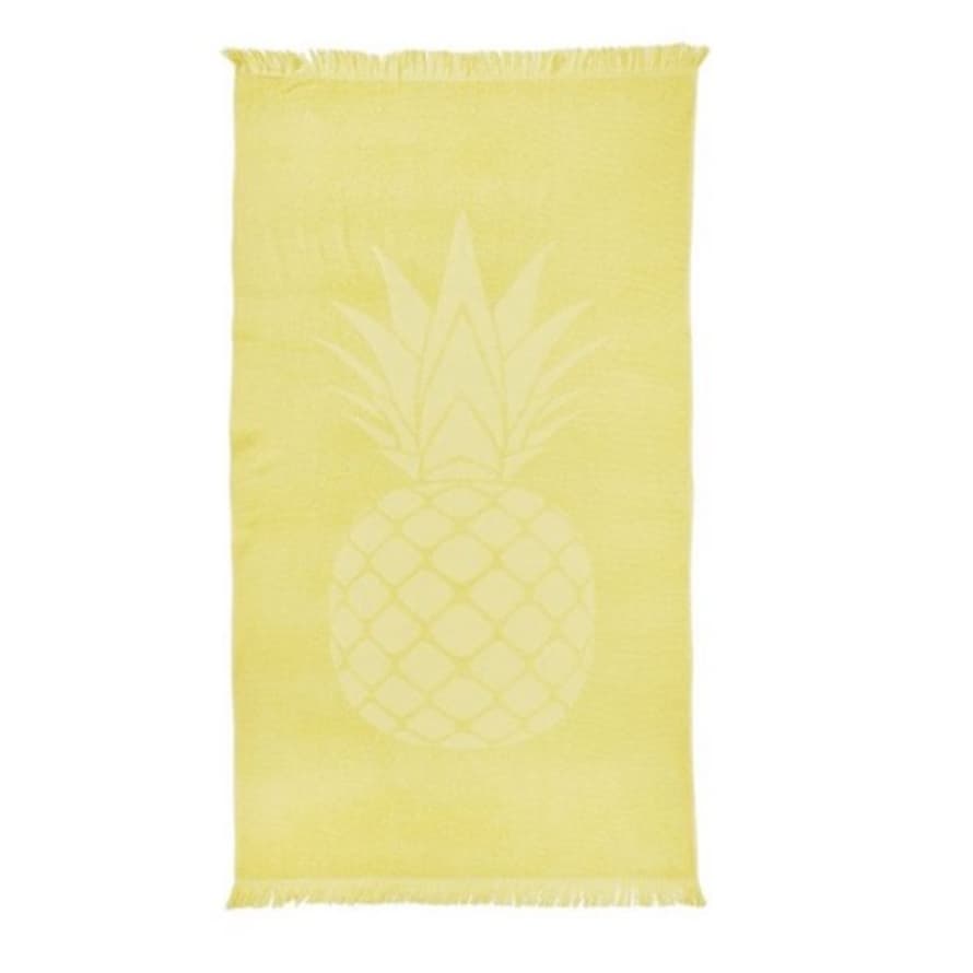 Capri Large Yellow Hamam Towel with Pineapple Print