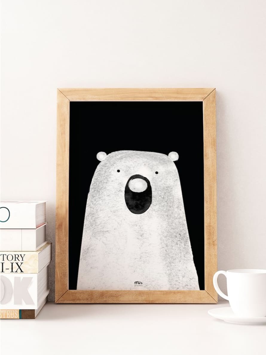 My Name is Mir Polar Bear Kids Room Wall Print A3