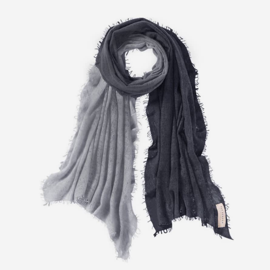 Pur Schoen Ombre Anthracite Grey Hand Felted Cashmere Soft Scarf