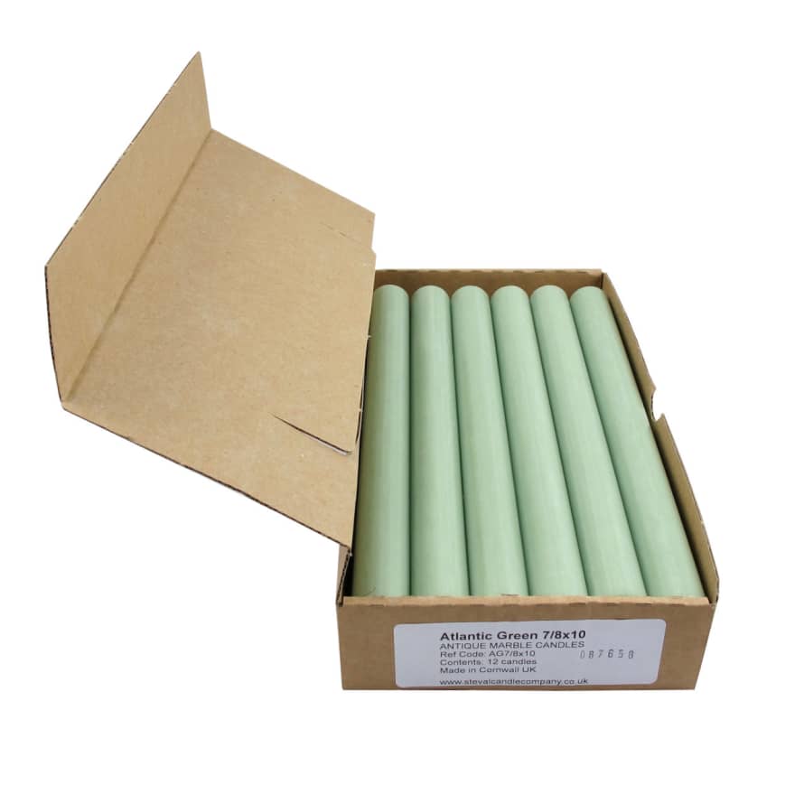 St Eval Candle Company Box of 12 Atlantic Green Dinner Candles