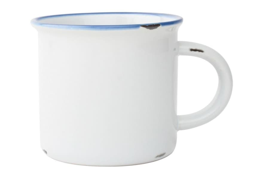 Canvas Homeware White with Blue Trim Tinware Vintage Inspired Mug