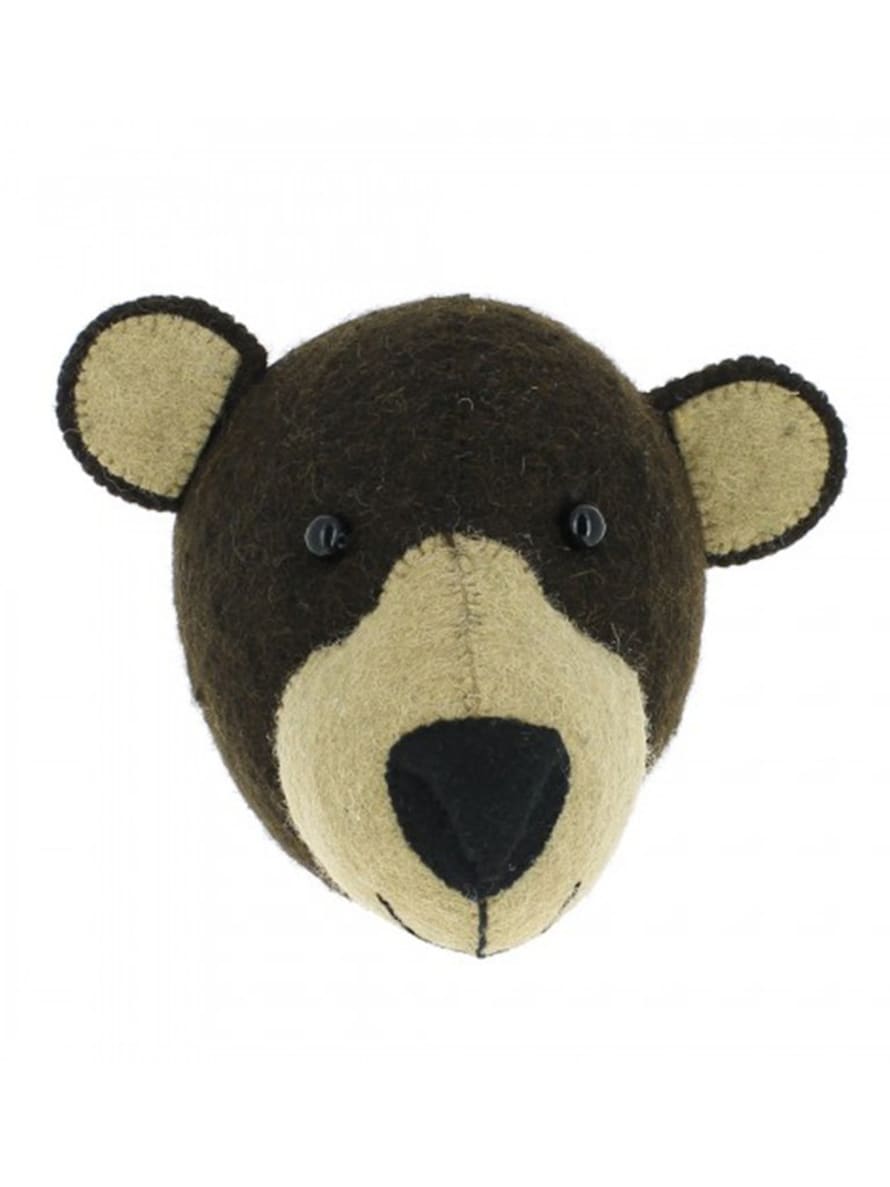 Fiona Walker England Mini Bear Head In Brown