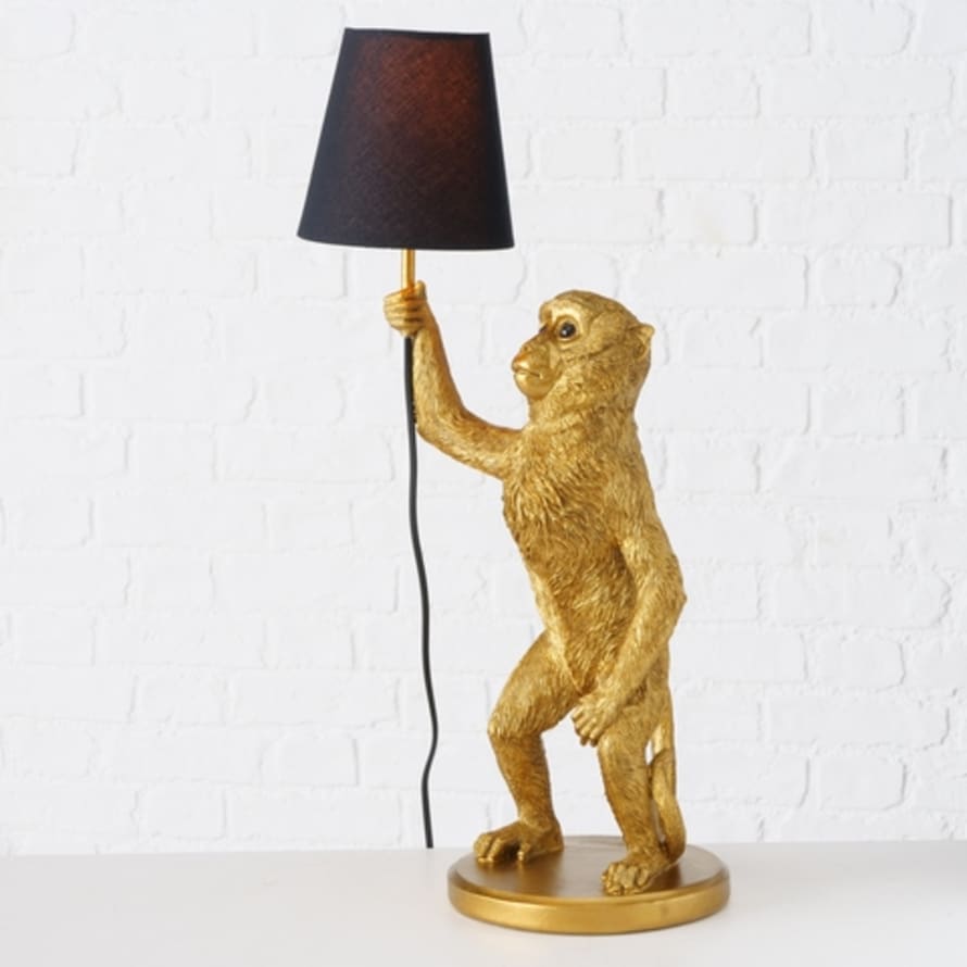 &Quirky Standing Gold Monkey Table Lamp