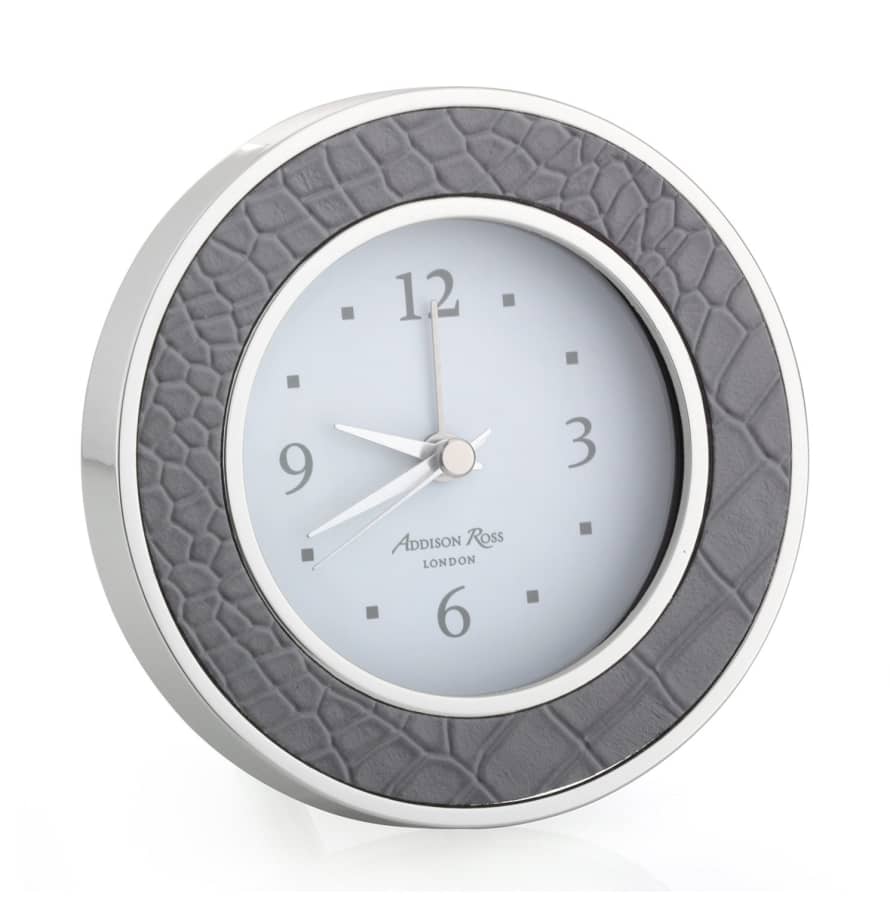 Addison Ross Alarm Clock - Dove Grey Croc Silver 