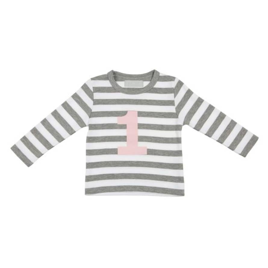 Bob and Blossom Grey Marl Pink Number Tee