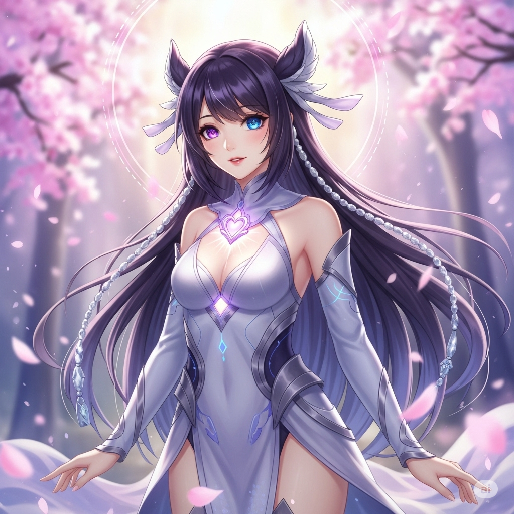 Celestial Blossom Maiden: An Anime Mascot of Ethereal Beauty