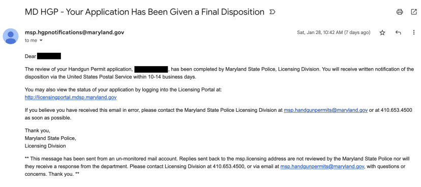 Email: Final Decision
