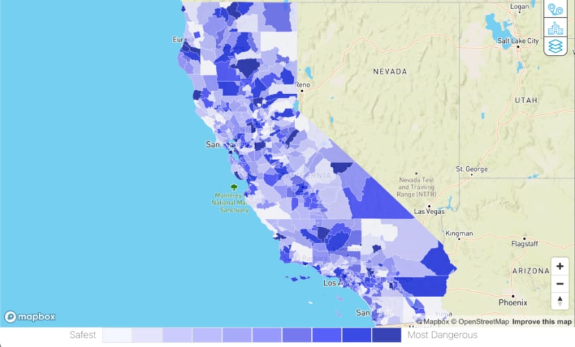 美國加州的犯罪地圖
