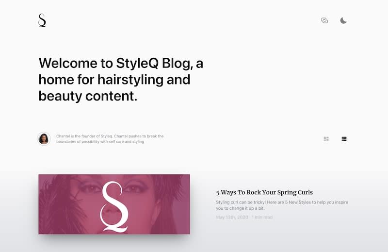 light mode of styleq blog