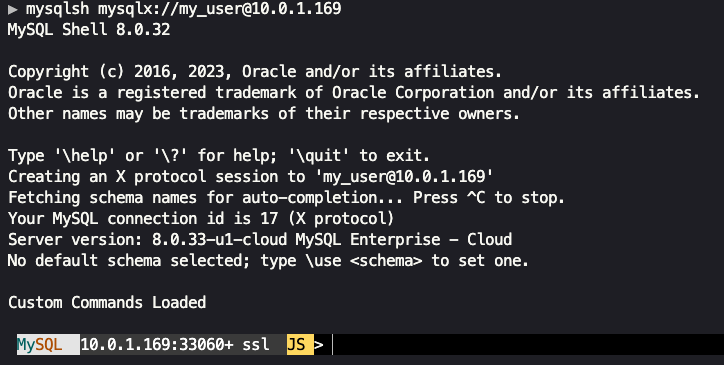 Connected to the database