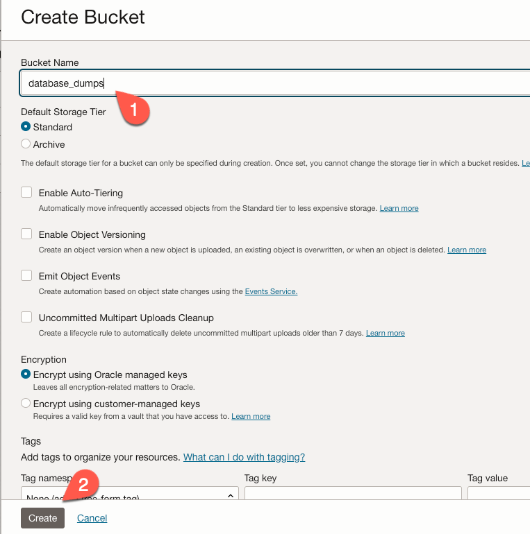 Create Bucket Form