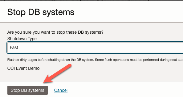 Stop DB System Form"