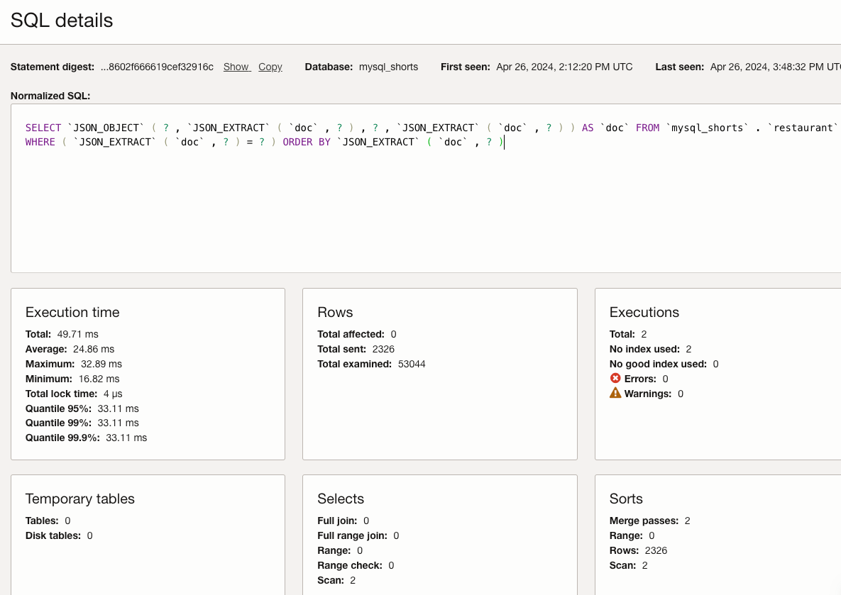 Complex Query Details