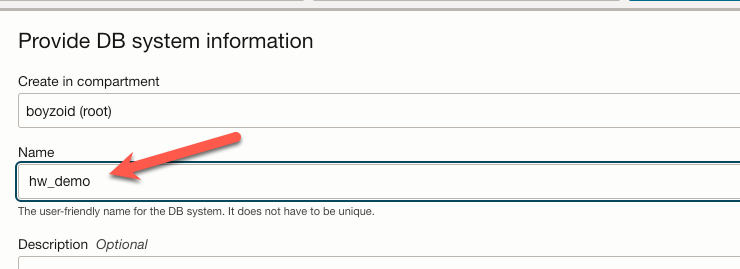 Create DB System Form part 2