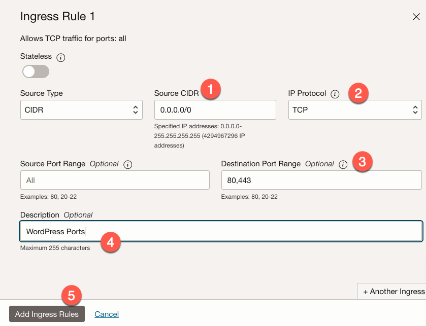 Add Ingress Rule Form