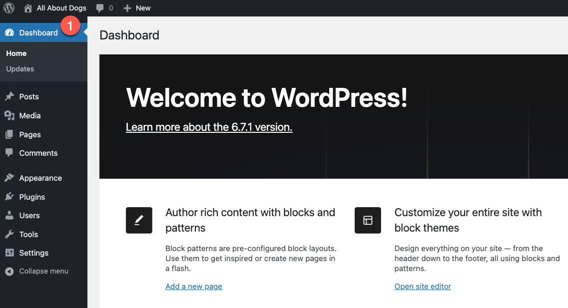 WordPress Dashboard