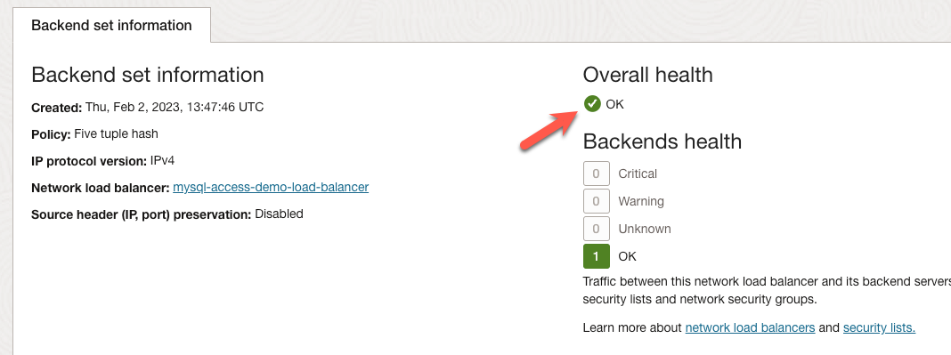 Backend Set Health