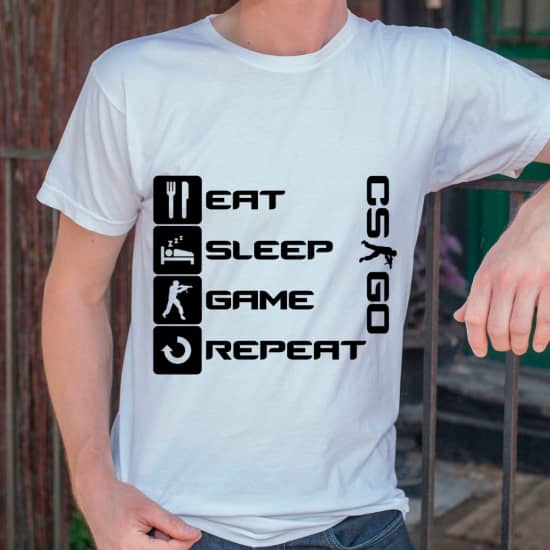Eat Sleep Game Repeat CS:GO heat transfer vinyl