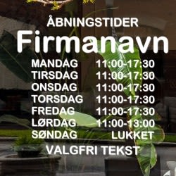 Enkel åbningstids sticker med valgfrit navn