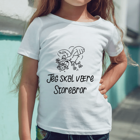 Jeg skal være storesøster/storebror - Strygemærke med stork 