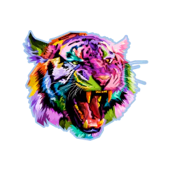 Farverig tiger strygemærke