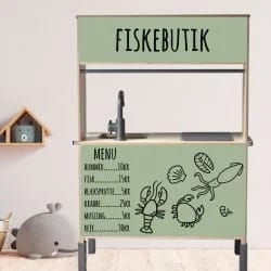 Komplet sæt (fiskebutik) stickers til IKEA DUKTIG legekøkken
